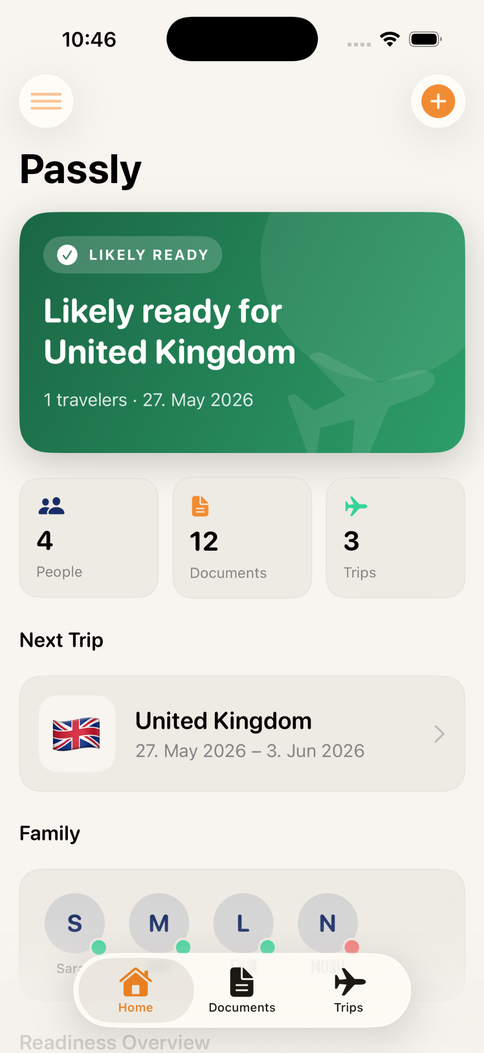 Passly home screen